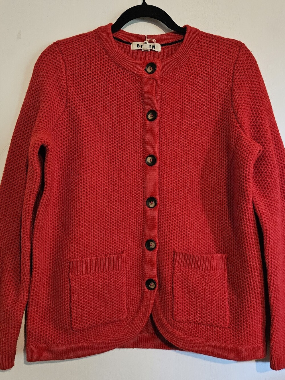 Boden Women's Size 6 Red Wool Knit Button Front Cardigan NWT Pockets
